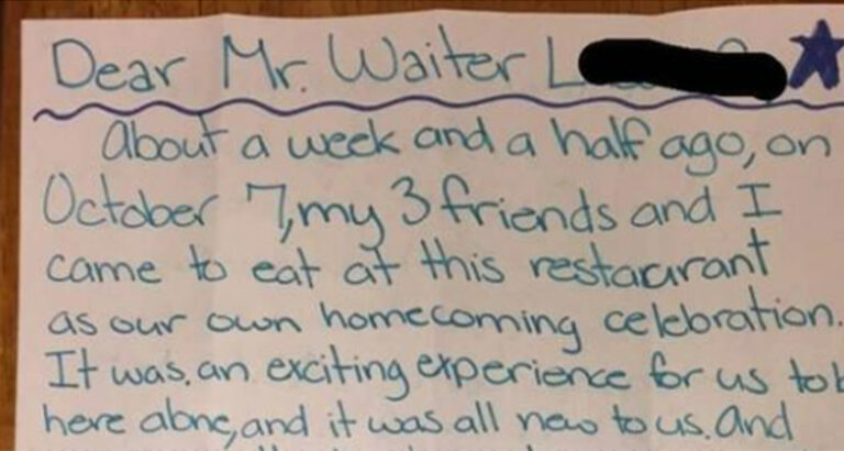 Waiter is pissed when a group of teens leaves him $3.28 tip – doesn’t expect to receive this letter days later