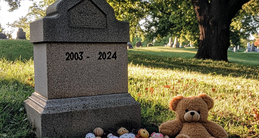 Every Day after 21 Year Old Sons Death, Grieving Mom Finds Baby Toys on His Grave