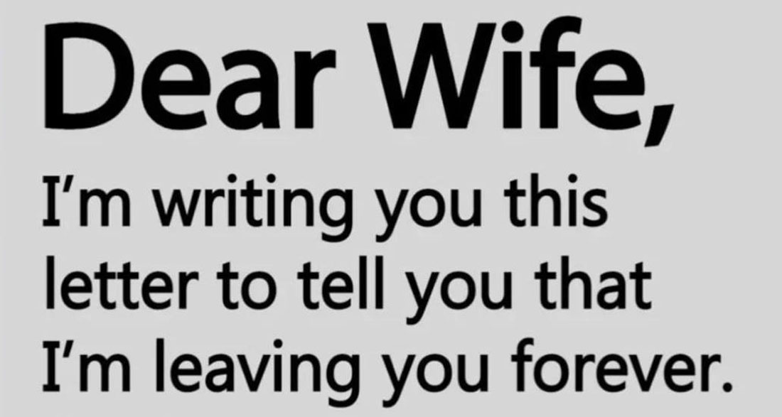 Hilarious: Best Divorce Letter Ever