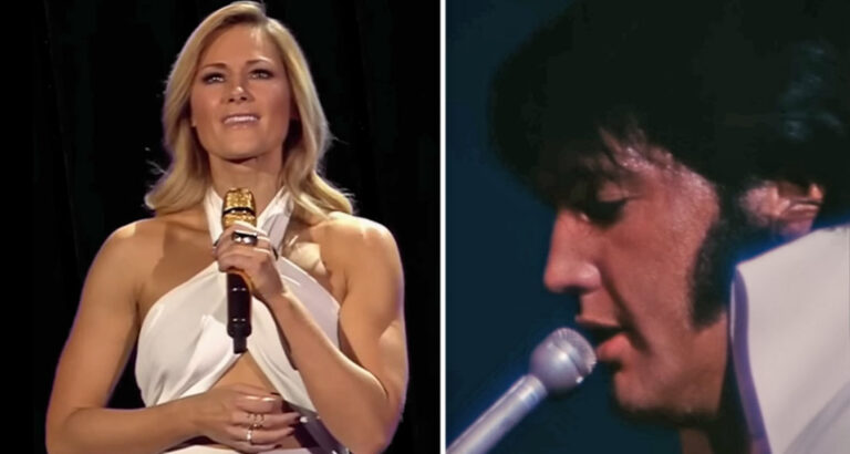 Helene Fischer performs “Just Pretend” alongside archive footage of Elvis Presley